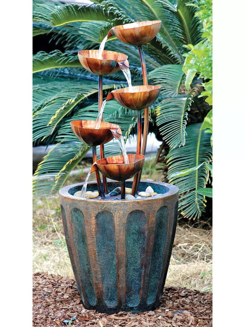Copper Lotus Cascading Fountain