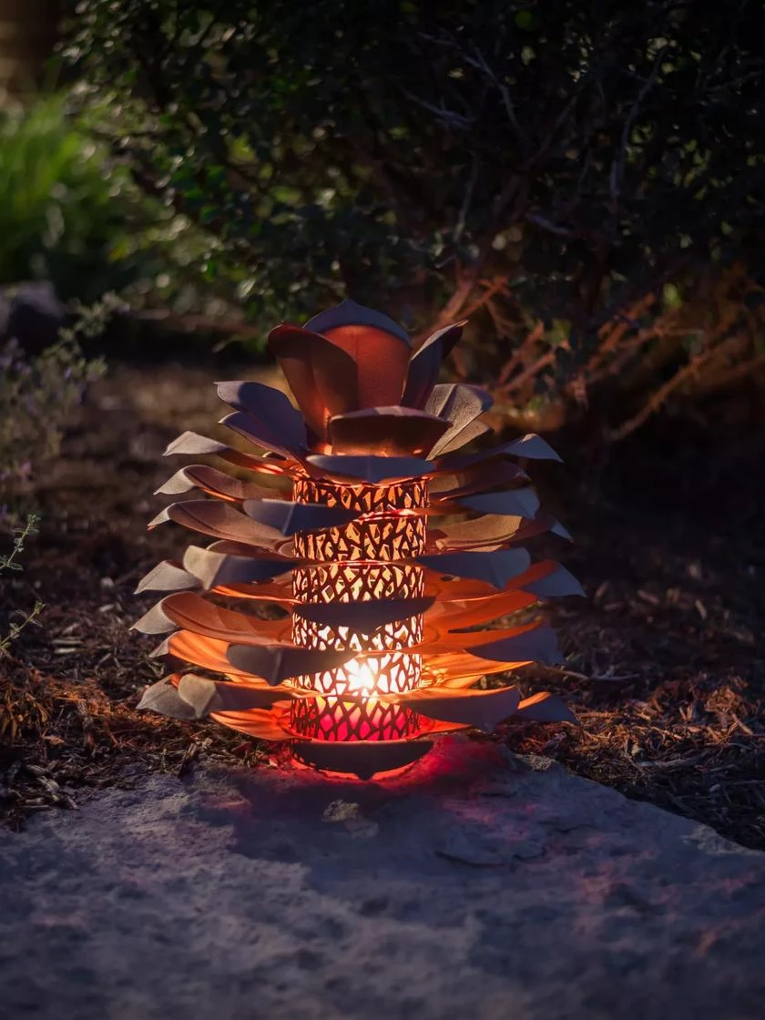 Desert Steel Pine Cone Luminary