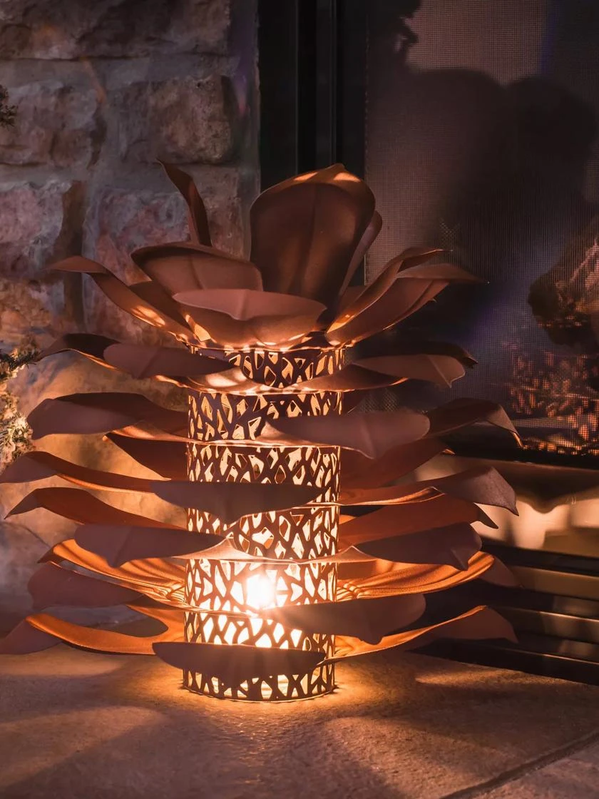 Desert Steel Pine Cone Luminary - Image 2