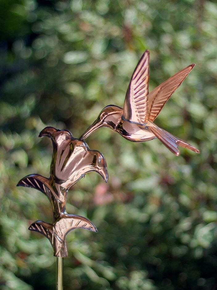 Hummingbird Cottage Copper Weathervane With Roof Mount
