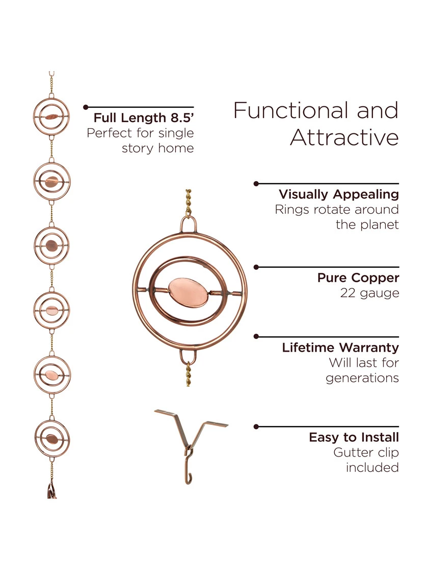 Stellar Copper Rain Chain, 8.5ft - Image 3