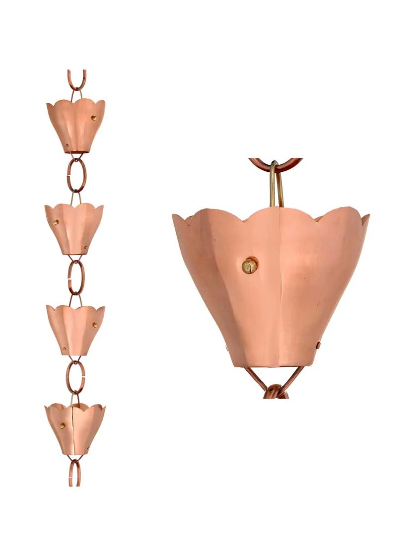Tulip Pure Copper Rain Chain, 8.5' - Image 5